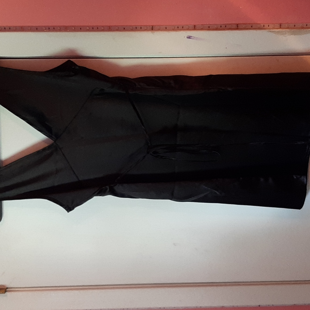 Shein double V neck tie back satin dress